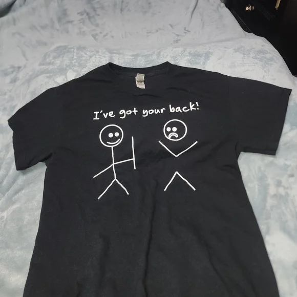 2 Fun Tees Gildan Black Short-Sleeve Graphic Tee Sizes L & S Stick-Figure Print - Picture 5 of 6